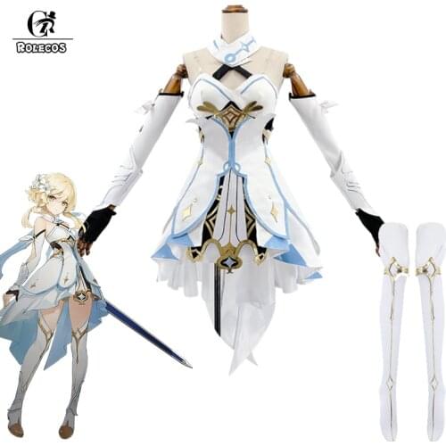 ROLECOS Game Genshin Impact Cosplay Traveler Lumine Original Version Cosplay Halloween Cosplay Costumes Cosplay Uniform Full Set
