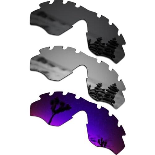 SmartVLT 3 Pieces Polarized Sunglass Replacement Lenses for Oakley M2 Frame Vented Black & Silver Titanium & Plasma Purple