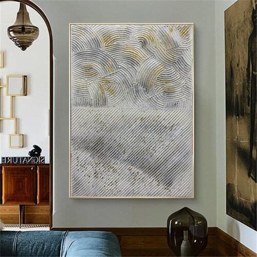 Modern home decoration painting abstract thread texture canvas painting hand-painted oil painting living room entrance wall art