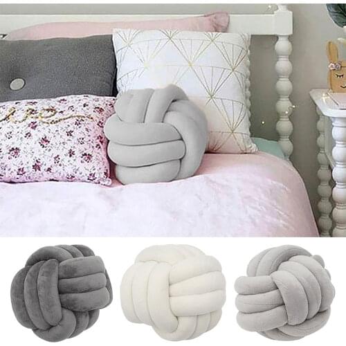 Warm Nordic Style Pillow Cushion Velvet Ball Knot Cushion Solid Color Baby Rest Sleep Dolls Stuffed Kid Adult Bedroom Decor