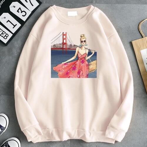Hoody Golden Gate Bridge Women Cartoon Printing Male Hoodies Long Sleeve Hip Hop Man Sweatshirts Street Korean Men Pullover