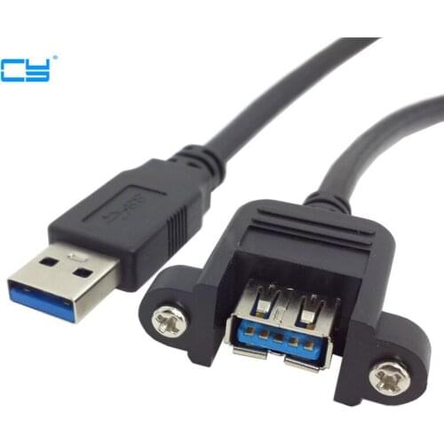 USB 3.0 A Type Male to Female Extension Cable with Panel Mount screws 50cm 80cm 150cm