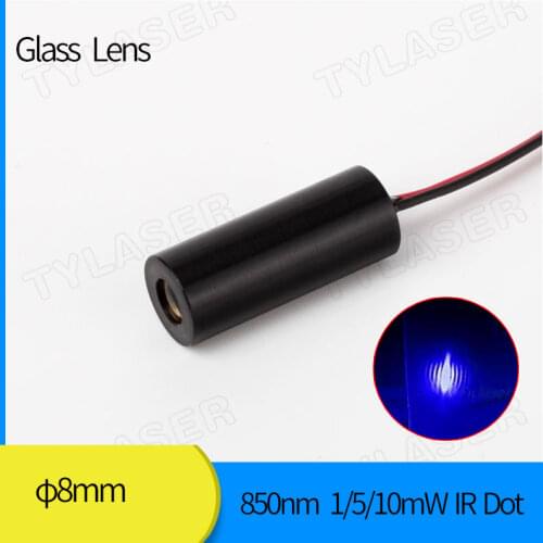 High End Glass Lens 8mm 850nm 1mW 5mW 10mW IR Dot Laser Module Industrial Grade APC Driver