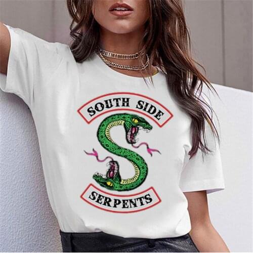Showtly SOUTH SIDE SERPENTS Letter Print riverdale oversized Women T-shirt Korean Fashion Clothing Streetwear Vogue T-shirts