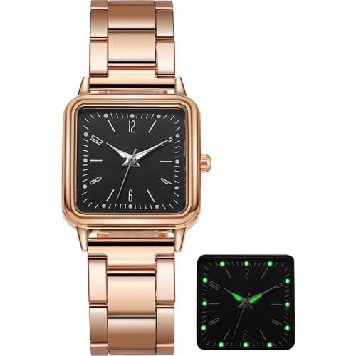 HEZHUKEJI Gold Watch Women Square Female Watches Top Brand Luxury Golden Quartz Stainless Steel Waterproof Wrist Watch