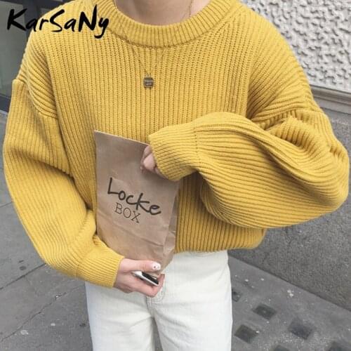 Women Sweater Korean Style O Neck Pull Vintage Winter Loose Knit Pullovers For Women Outwear Warm Autumn Sweater Oversized 2021