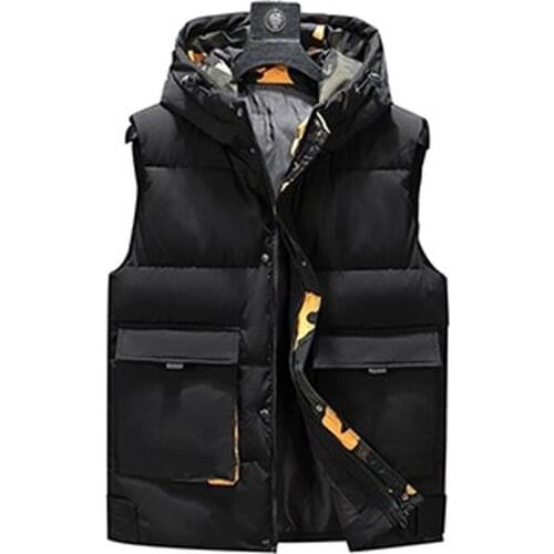 Plus Size 8XL 7XL 6XL 5XL Camouflage Winter Warm Cotton Vest Without Sleeves for Men Autumn Male Casual College Thick Hoodie