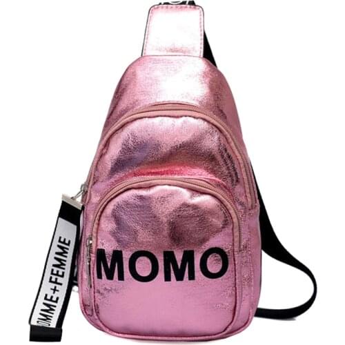 1PC Stylish Women Waist Bags Wear-resistant Durable PU MOMO Printed Solid Color Chest Bag For Outdoor Sport 24cm*15cm*6cm