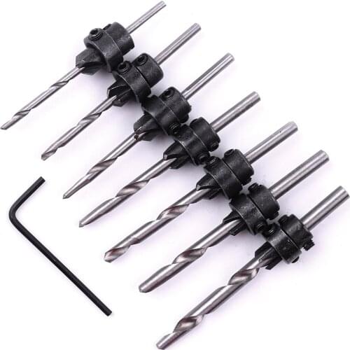 22pcs HSS-4241 Wood Screw Drill Set The Black Part Material 45# Steel for Drilling Machines with Chucks or Adapters