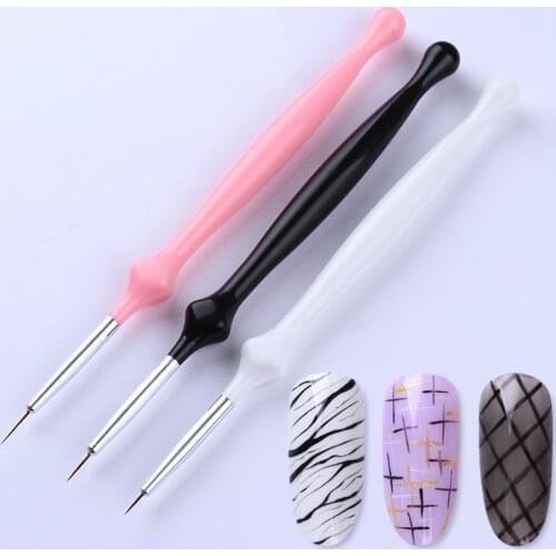 3pcs Nail Art Brush Pen Set Gradient UV Gel Drawing Striping Liner Brushes Rhinestone Acrylic Handle Nail Painting Pen Manicure