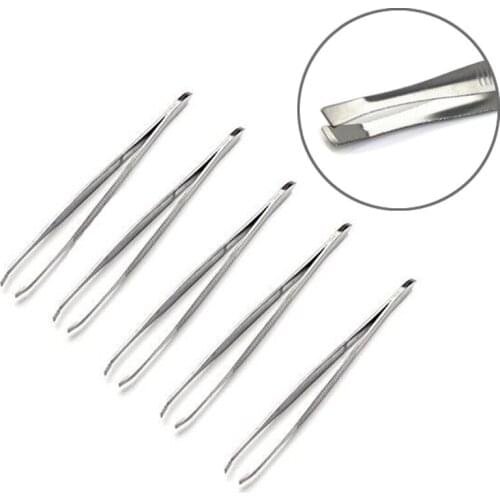 5pcs Silver Stainless Steel Eyebrow Tweezer Hair Removal Clip 88mm x 7mm Eyebrow Tweezers For Beauty Tool