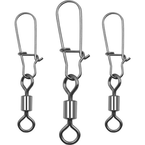 50PCS Pike Fishing Accessories Connector Pin Bearing Rolling Swivel Stainless Steel Snap Fishhook Lure Swivels Tackle