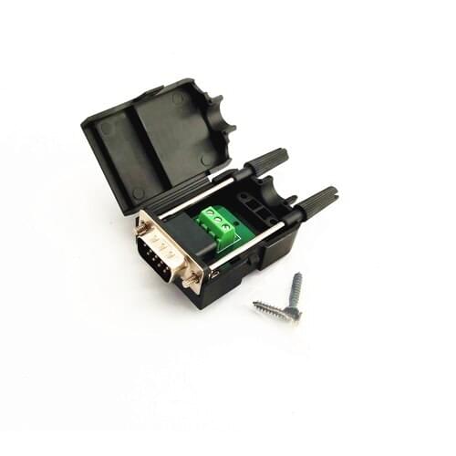 50Pcs Rivet Type Right Angle Male Female DB9 D-sub Connector To 3 Pins Terminal PCB Adapter Module With Cover, RS232, TLL