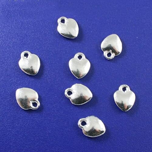50pcs Tibetan silver color smooth solid heart charms h0183
