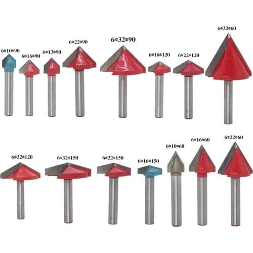 60 90 120 150 Degree V shape Wood Router Bits V-milling cutter with 6mm shank Wood Trimmer 3D Milling Cutter Carving Wood Knife