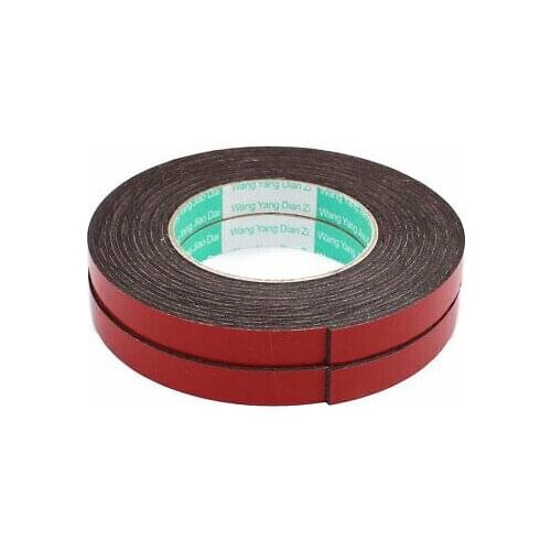 15mm x 2mm Car Self Adhesive Shock Resistant Foam Tape Red 5 Meters Length 2Pcs