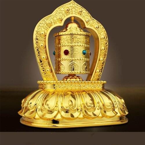 Car Ornament Creative Solar Energy Buddhist Tibetan Prayer Wheel Religious Zinc Auto Internal Safety Symbol Decor