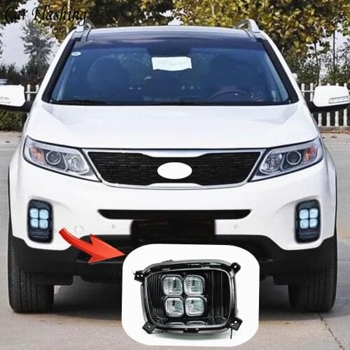 Car flashing 2pcs LED For KIA Sorento 2013 2014 DRL Daytime Running Light Daylight Waterproof fog lamp Cover car Styling lights