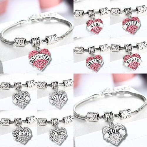 Family Member Bracelet Family Bracelet Alloy Inlaid Zircon Peach Heart Bracelet