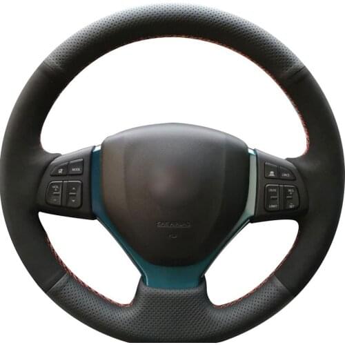 DIY Non-slip Durable Black Natural Leather Black Suede Car Steering Wheel Cover For Suzuki Celerio S -Cross Sx4 2013 2014 Suzuki