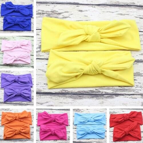 NASHAKAITE Mom and Daughter Elasticity Headband Solid Bownot Hairband 2pcs hair accessories for women kids Mommy and me headband