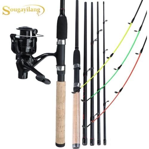 Sougayilang 3M LMH Power Spinning Feeder Fishing Rod and 4BB 5.2:1 Carp Fishing Reel Carp Fishing Rod Reel Portable Travel Combo