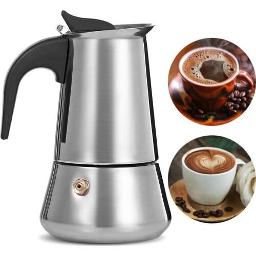 Stainless Steel Moka Coffee Pot Stovetop Espresso Maker Moka Latte Filter Percolator Tools Cafetiere Mocha Coffee Maker Pot