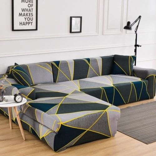 L shaped couch Covers Stretchable Corner Sofa cover Tightly Couch Cover Geometric Elasticity Chaise Cover Lounge