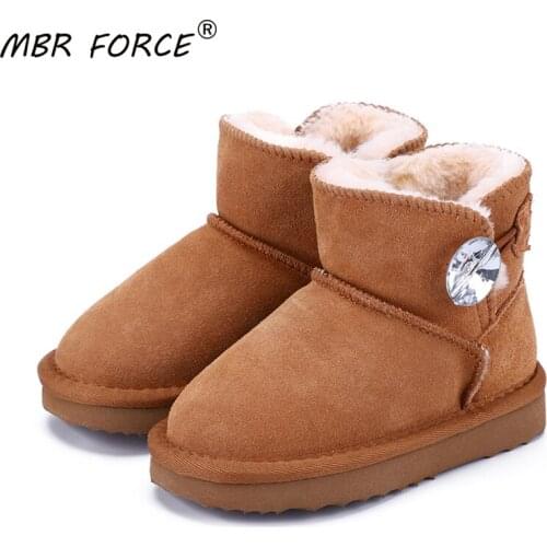 MBR FORCE 2020 High quality classic solid color children snow boots leather warm Boys Girls winter non-slip fashion snow boots