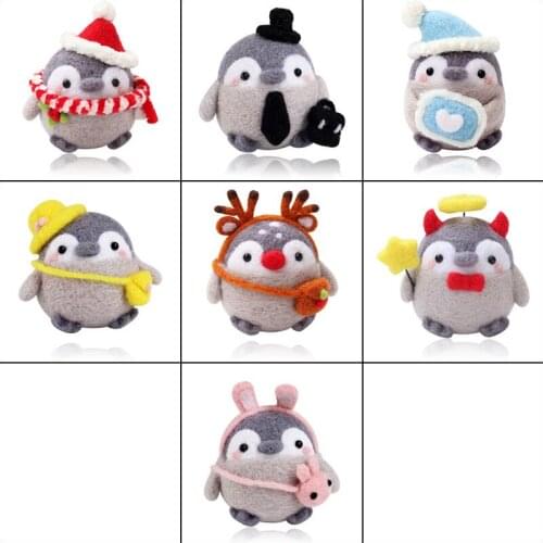 1Pcs Non-Finished Felt Kit Creative Cute Animal Penguin Toy Doll Wool Felt Poked Kitting Handcarft Wool Felting Material DIY