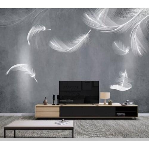 Papel de parede Feather grey background wall 3d wallpaper,living room TV sofa wall bedroom wall papers home decor cafe mural