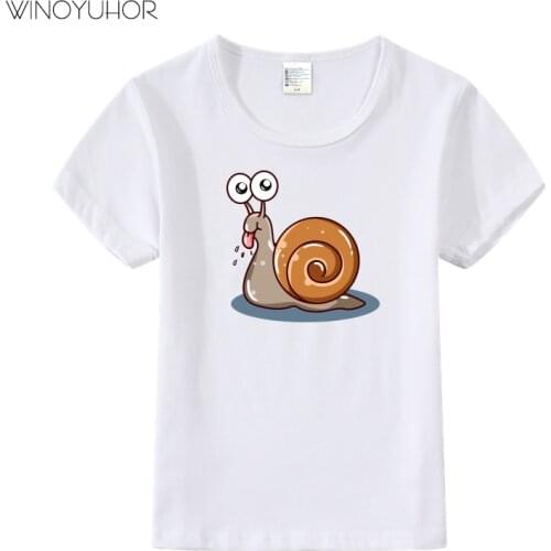 New Snail Cartoon Printing T Shirts Children Kids Clothes Summer Short Sleeve O-Neck T-Shirts Boys Girls Tops Baby Tees
