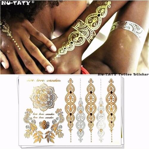 Nu-TATY 25 style Temporary 3D Tattoo Body Art, Choker Gold Designs, Flash Tattoo Sticker maquiagem
