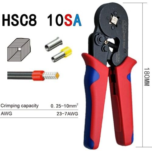 Crimping tools pliers electrical tubular terminals box mini clamp HSC8 10S 0.25-10mm2 23-7AWG 6-4B/6-6 0.25-6mm2 16-4 10S/10SA