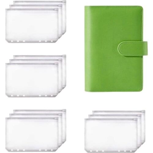 A6 Binder Planner Notebook Binder and 12 Pieces 6 Hole Binder Zipper Folder,Binder Pockets Cash Envelope Wallet