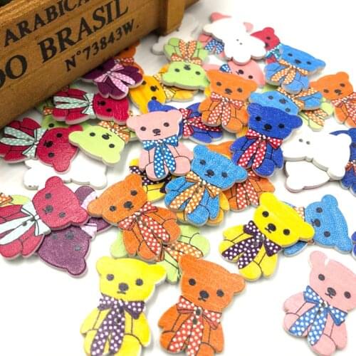 New 50pcs Big Bear Wood Babys /Kids Buttons 40x17mm Sewing Craft Mix Lots WB164