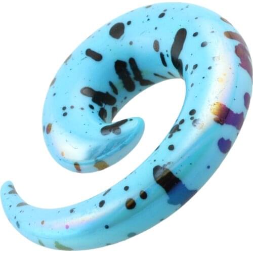 TUMBEELUWA 1Pc Sky Blue Purple Acrylic Spiral Taper Flesh Tunnel Ear Stretcher Expander Stretching Plug Snail Jewelry