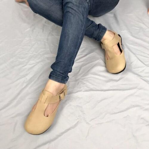 Women Summer Sandals Vintage Handmade Round Toe Women Shoes 100% Genuine Leather Flat Slip on Ladies Flats Shoes