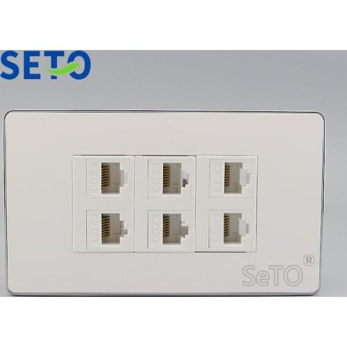 SeTo 120 Type 6 Ports RJ45 Cat6 Network Lan Panel Wall Plate Socket Keystone Faceplate