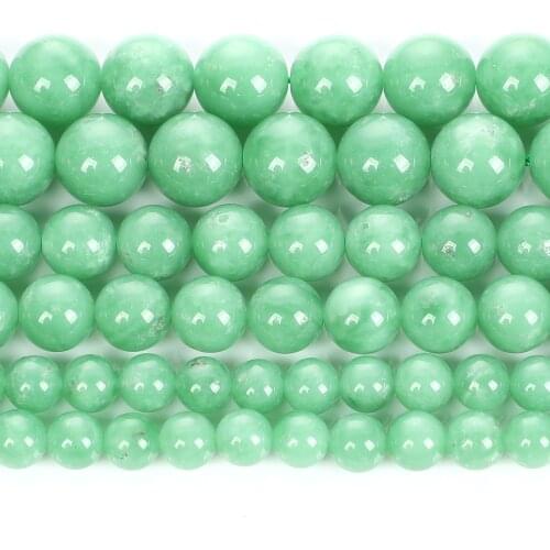 Dark Green Angelite Natural Stone Charm Round Loose Spacer Beads For Jewelry Making DIY Bracelets Necklace Handmade 6/8/10MM