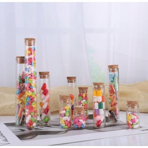 300pcs 3/5/8/10/12/18/20/22/25/30/60/62ml Glass Test Tube Terrarium with Cork Stopper Spice Storage Bottle Container Jars