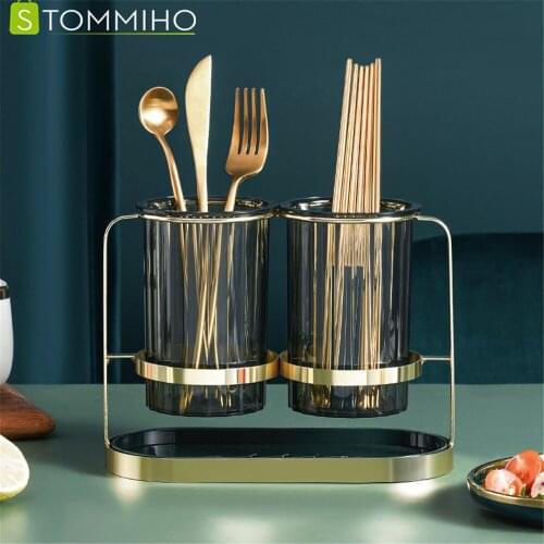 STOMMIHO Chopsticks Iron Storage Rack Fork Organizer Rack Knife Fork Container Drain Household Kitchen Cages Cutlery Rack