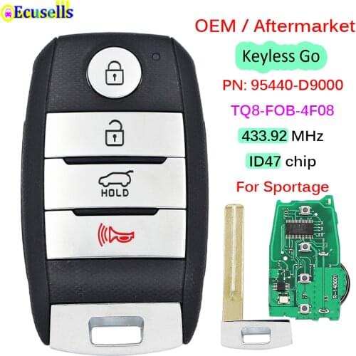 OEM Keyless-GO Smart Remote Key for Kia Sportage 2016 2017 2018 2019 FSK 433.92MHz ID47 Fob P/N: 95440-D9000, TQ8-FOB-4F08