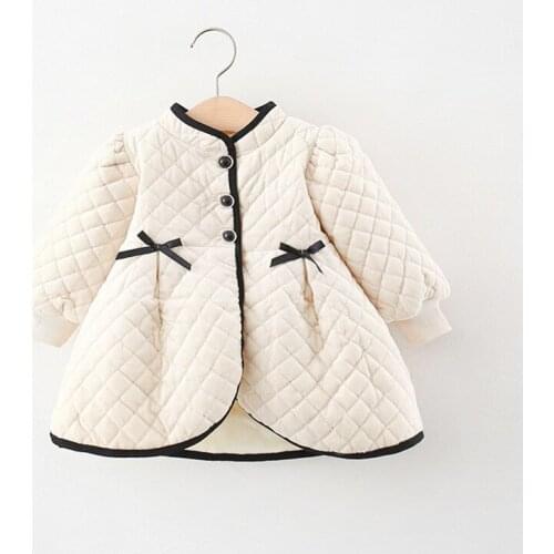 High Quality Winter Baby Girl Warm Cotton Jacket Kids Girls Coat Thick Bow Baby Clothes Parkas Outwear White Black Clothes