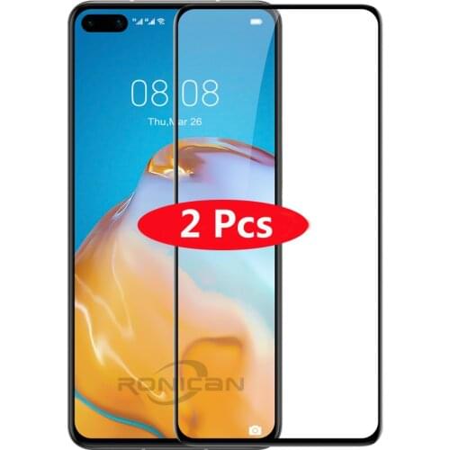 2Pcs For Huawei P40 Full Glass Screen Protector 9H Anti-Explosion Full Coverage Cover Case Film for Huawei P40 Tempered Glass