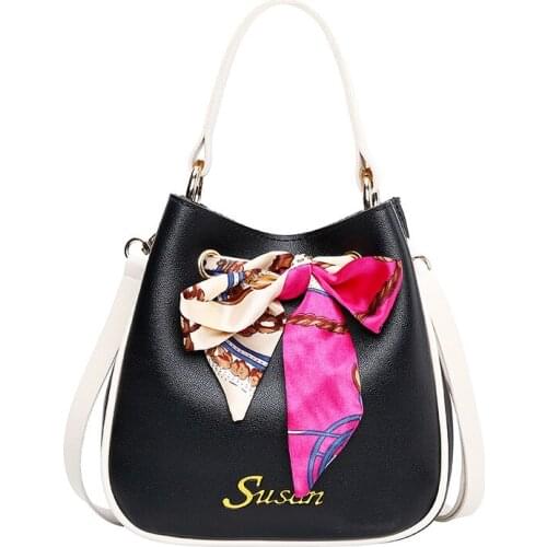 Women Handbag 2020 Korean New Simple Bow Shoulder Bag Messenger Retro Bag Casual Fashion Designer Scarf Decoration Bag