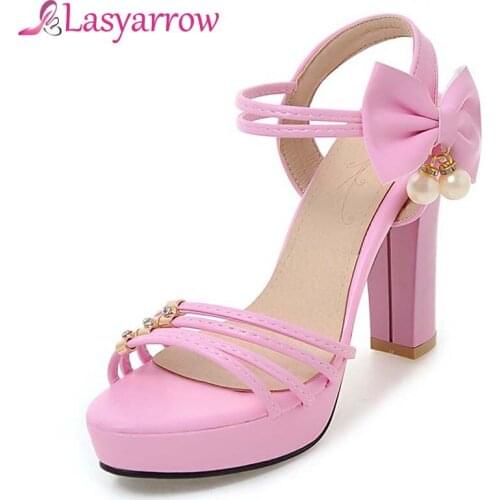 Lasyarrow Women Shoes Thick High Heels Open Toe Gladiator Sandalias Mujer Cut Outs Waterproof Ankle Strap Slingback Shoes Woman