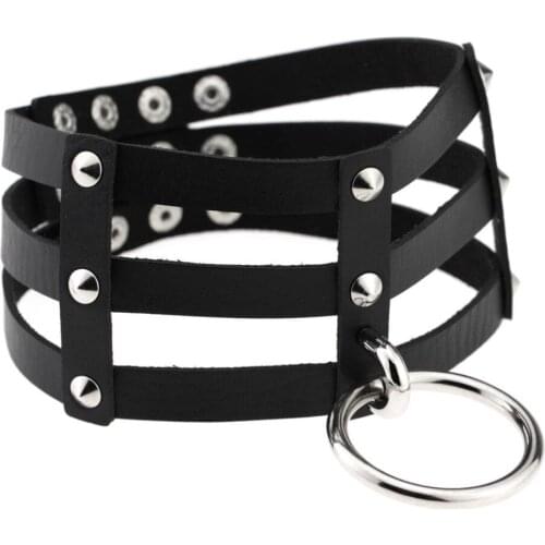 Punk Multicolor 3 Layers Sexy Rivets PU Leather Clavicle Collar Colier Hoop Pendant Chokers Necklace Women Femme Gift Jewelry