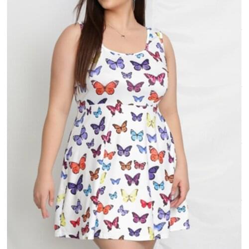 Sexy Plus Size Dresses for Women 2021 Butterfly Printed Sleeveless Vintage Elegant Dress Robe Femme Party Casual Vestidos