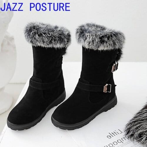 Winter new womens boots warm fur real boots with belt and buckle casual fashion shoes women boots w294